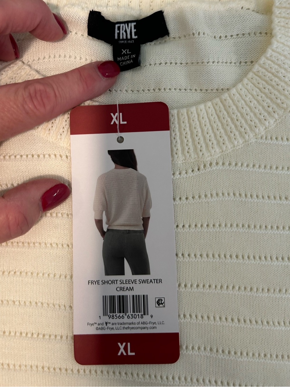 Frye Cream Short Sleeve Sweater Women’s XL NWT - Picture 9 of 12
